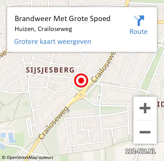 Locatie op kaart van de 112 melding: Brandweer Met Grote Spoed Naar Huizen, Crailoseweg op 4 februari 2024 12:15