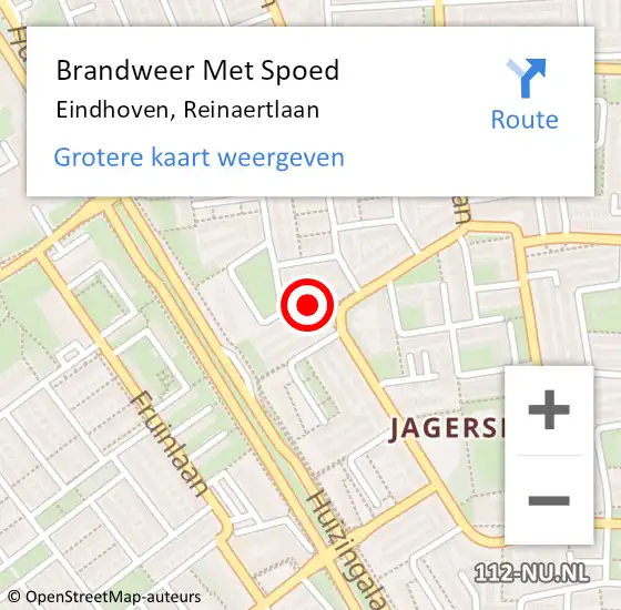 Locatie op kaart van de 112 melding: Brandweer Met Spoed Naar Eindhoven, Reinaertlaan op 4 februari 2024 12:15