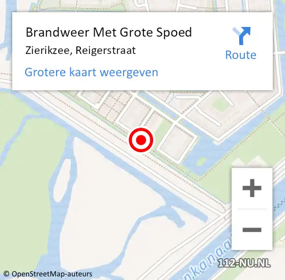 Locatie op kaart van de 112 melding: Brandweer Met Grote Spoed Naar Zierikzee, Reigerstraat op 4 februari 2024 12:22