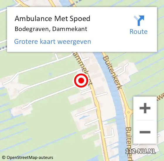 Locatie op kaart van de 112 melding: Ambulance Met Spoed Naar Bodegraven, Dammekant op 4 februari 2024 12:40