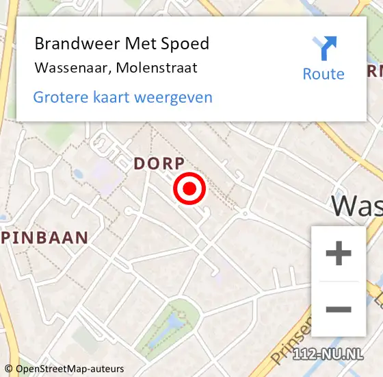 Locatie op kaart van de 112 melding: Brandweer Met Spoed Naar Wassenaar, Molenstraat op 4 februari 2024 12:46