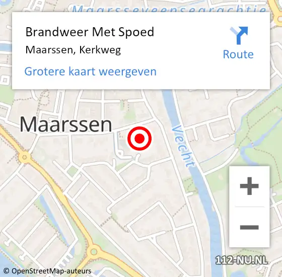 Locatie op kaart van de 112 melding: Brandweer Met Spoed Naar Maarssen, Kerkweg op 4 februari 2024 13:17