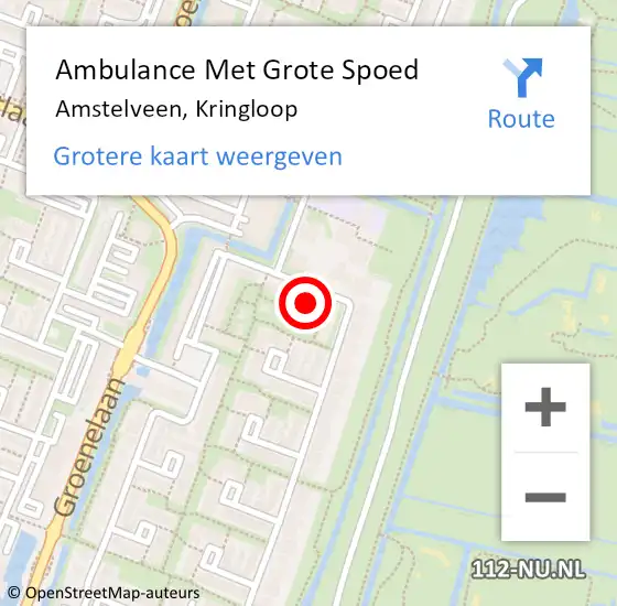 Locatie op kaart van de 112 melding: Ambulance Met Grote Spoed Naar Amstelveen, Kringloop op 4 februari 2024 13:20
