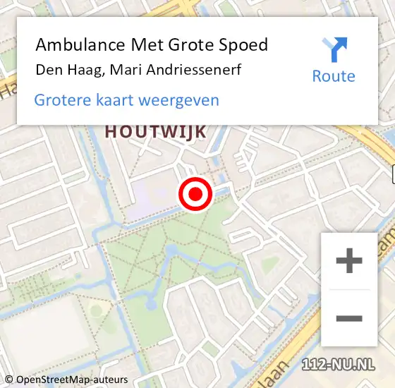 Locatie op kaart van de 112 melding: Ambulance Met Grote Spoed Naar Den Haag, Mari Andriessenerf op 4 februari 2024 13:58