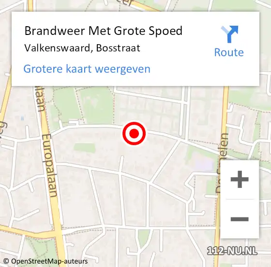 Locatie op kaart van de 112 melding: Brandweer Met Grote Spoed Naar Valkenswaard, Bosstraat op 4 februari 2024 14:02