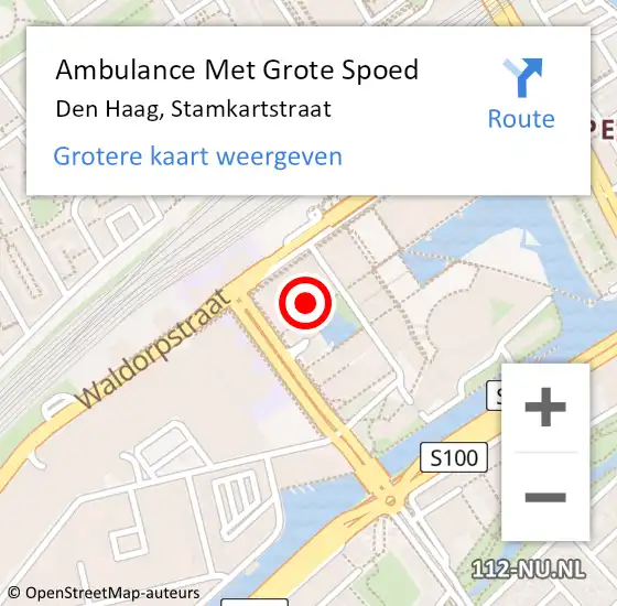 Locatie op kaart van de 112 melding: Ambulance Met Grote Spoed Naar Den Haag, Stamkartstraat op 4 februari 2024 14:10