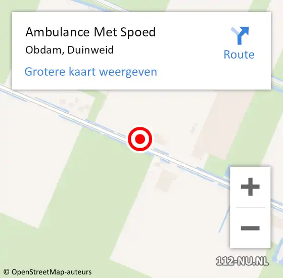 Locatie op kaart van de 112 melding: Ambulance Met Spoed Naar Obdam, Duinweid op 4 februari 2024 14:19
