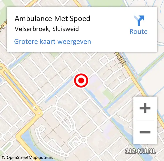 Locatie op kaart van de 112 melding: Ambulance Met Spoed Naar Velserbroek, Sluisweid op 4 februari 2024 14:20