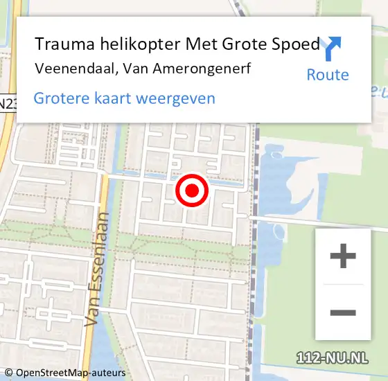 Locatie op kaart van de 112 melding: Trauma helikopter Met Grote Spoed Naar Veenendaal, Van Amerongenerf op 4 februari 2024 14:22