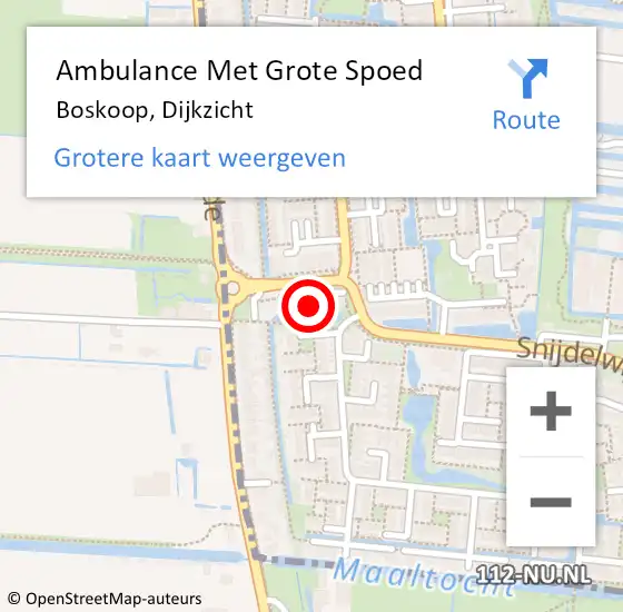 Locatie op kaart van de 112 melding: Ambulance Met Grote Spoed Naar Boskoop, Dijkzicht op 4 februari 2024 14:59