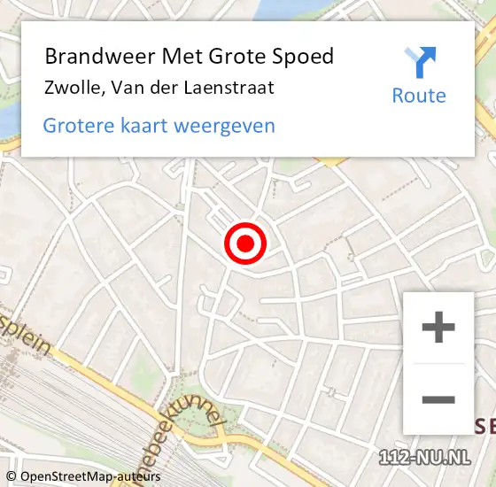 Locatie op kaart van de 112 melding: Brandweer Met Grote Spoed Naar Zwolle, Van der Laenstraat op 4 februari 2024 15:09