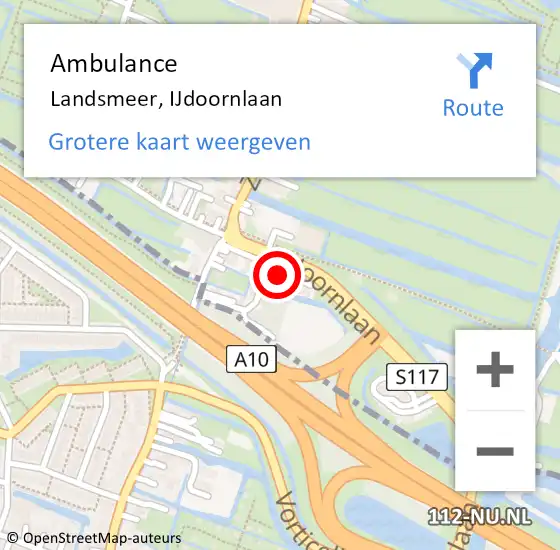 Locatie op kaart van de 112 melding: Ambulance Landsmeer, IJdoornlaan op 4 februari 2024 15:32