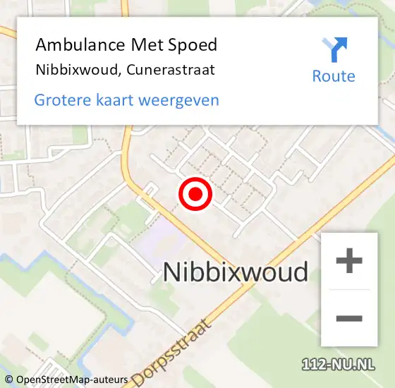 Locatie op kaart van de 112 melding: Ambulance Met Spoed Naar Nibbixwoud, Cunerastraat op 4 februari 2024 15:38