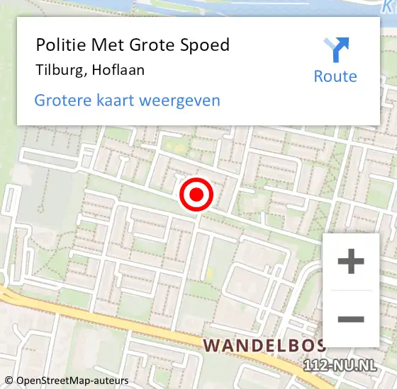 Locatie op kaart van de 112 melding: Politie Met Grote Spoed Naar Tilburg, Hoflaan op 4 februari 2024 15:46