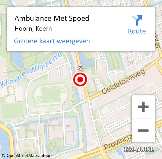 Locatie op kaart van de 112 melding: Ambulance Met Spoed Naar Hoorn, Keern op 4 februari 2024 15:58