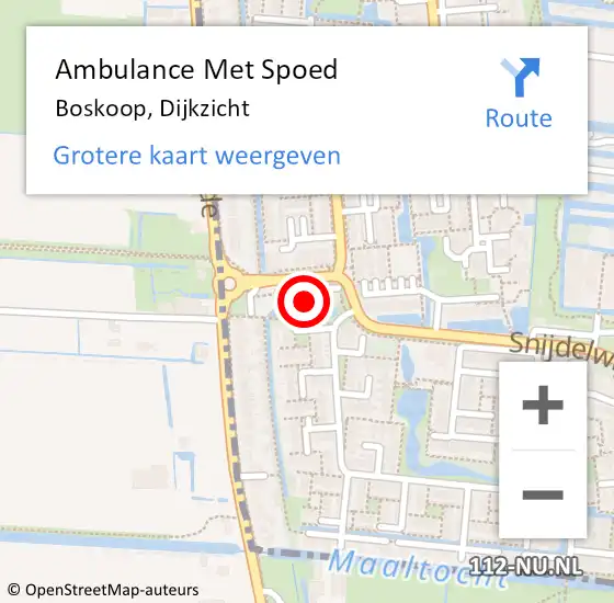 Locatie op kaart van de 112 melding: Ambulance Met Spoed Naar Boskoop, Dijkzicht op 4 februari 2024 16:11