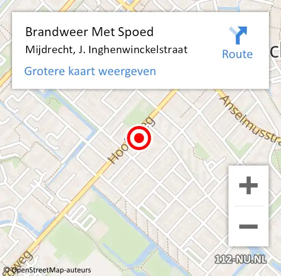 Locatie op kaart van de 112 melding: Brandweer Met Spoed Naar Mijdrecht, J. Inghenwinckelstraat op 4 februari 2024 16:15