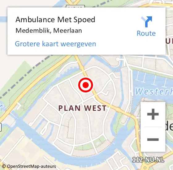 Locatie op kaart van de 112 melding: Ambulance Met Spoed Naar Medemblik, Meerlaan op 4 februari 2024 16:47