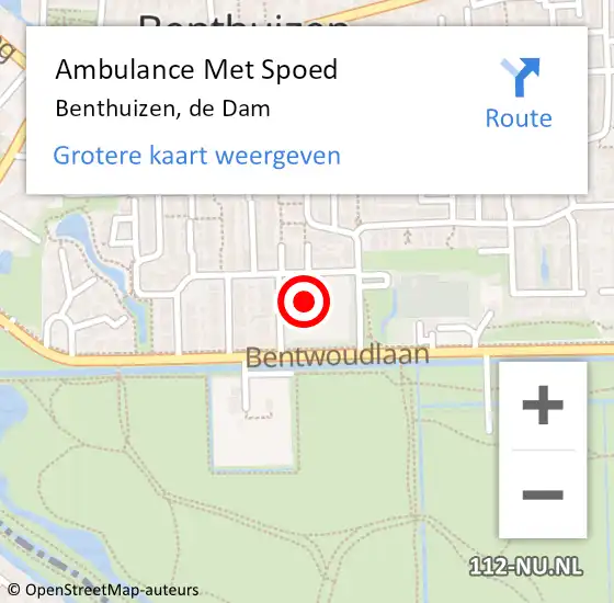 Locatie op kaart van de 112 melding: Ambulance Met Spoed Naar Benthuizen, de Dam op 4 februari 2024 16:57