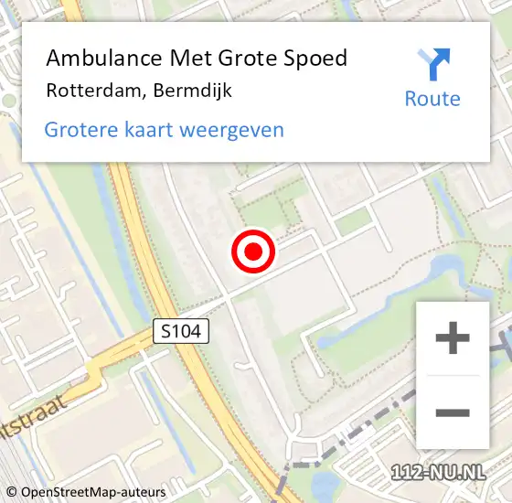 Locatie op kaart van de 112 melding: Ambulance Met Grote Spoed Naar Rotterdam, Bermdijk op 4 februari 2024 17:04