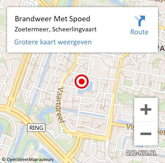 Locatie op kaart van de 112 melding: Brandweer Met Spoed Naar Zoetermeer, Scheerlingvaart op 4 februari 2024 17:12