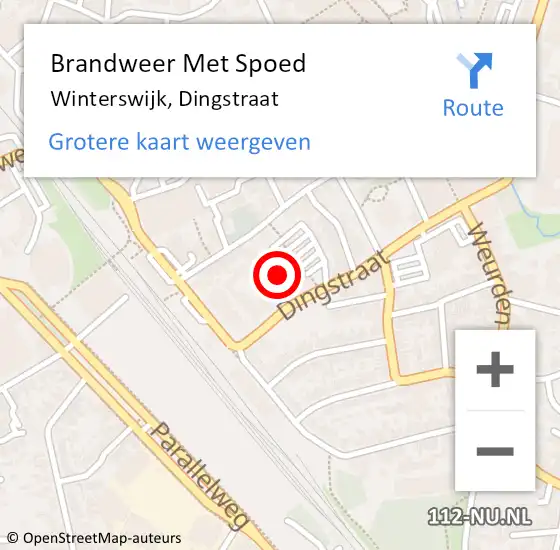 Locatie op kaart van de 112 melding: Brandweer Met Spoed Naar Winterswijk, Dingstraat op 4 februari 2024 17:36