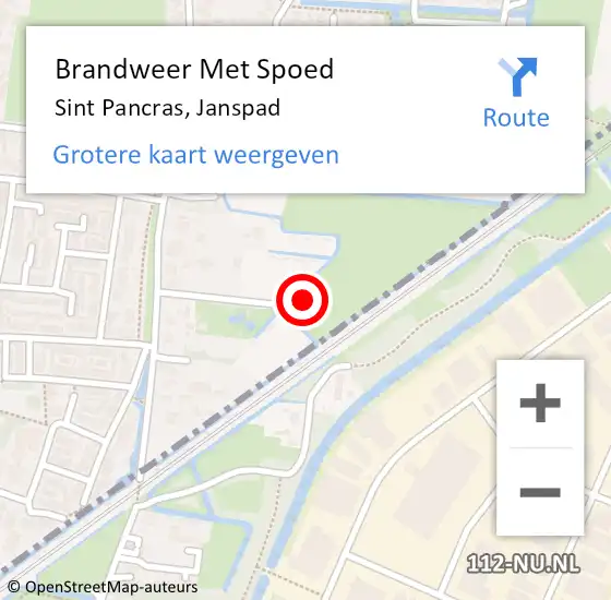 Locatie op kaart van de 112 melding: Brandweer Met Spoed Naar Sint Pancras, Janspad op 4 februari 2024 17:40