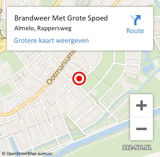 Locatie op kaart van de 112 melding: Brandweer Met Grote Spoed Naar Almelo, Rappersweg op 4 februari 2024 17:47