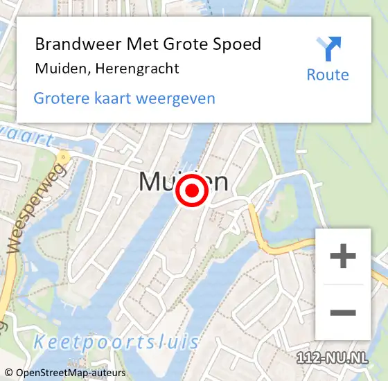 Locatie op kaart van de 112 melding: Brandweer Met Grote Spoed Naar Muiden, Herengracht op 4 februari 2024 18:05