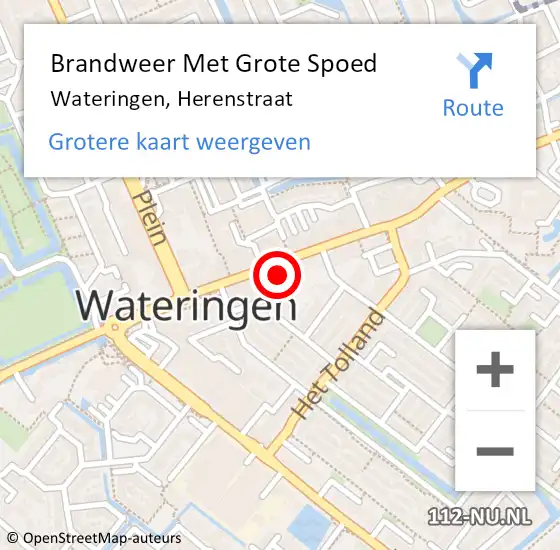 Locatie op kaart van de 112 melding: Brandweer Met Grote Spoed Naar Wateringen, Herenstraat op 4 februari 2024 18:10