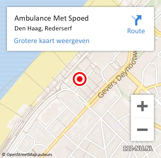 Locatie op kaart van de 112 melding: Ambulance Met Spoed Naar Den Haag, Rederserf op 4 februari 2024 18:25