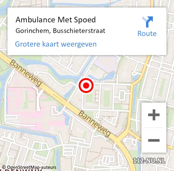 Locatie op kaart van de 112 melding: Ambulance Met Spoed Naar Gorinchem, Busschieterstraat op 4 februari 2024 18:27