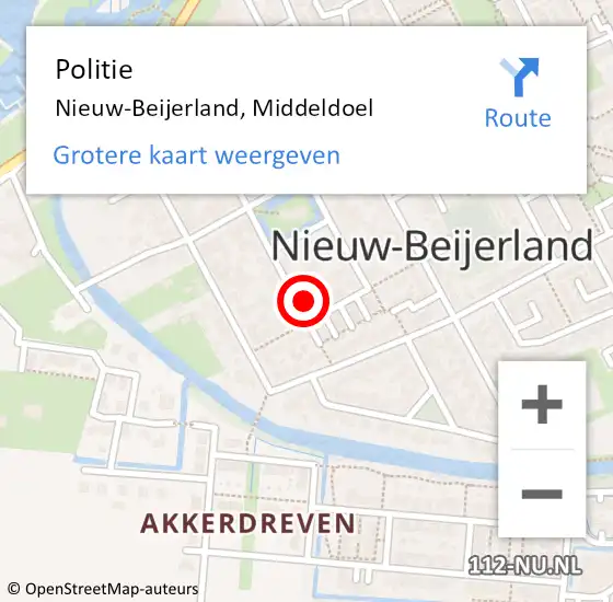 Locatie op kaart van de 112 melding: Politie Nieuw-Beijerland, Middeldoel op 4 februari 2024 18:39