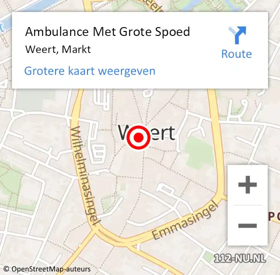 Locatie op kaart van de 112 melding: Ambulance Met Grote Spoed Naar Weert, Markt op 4 februari 2024 18:41