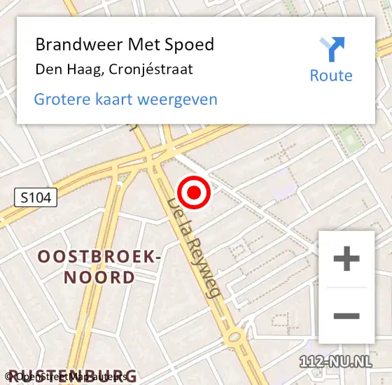 Locatie op kaart van de 112 melding: Brandweer Met Spoed Naar Den Haag, Cronjéstraat op 4 februari 2024 19:23