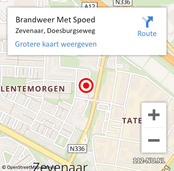 Locatie op kaart van de 112 melding: Brandweer Met Spoed Naar Zevenaar, Doesburgseweg op 4 februari 2024 19:40