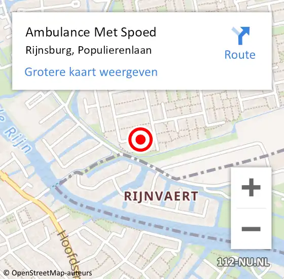 Locatie op kaart van de 112 melding: Ambulance Met Spoed Naar Rijnsburg, Populierenlaan op 4 februari 2024 19:41