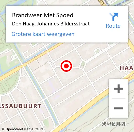 Locatie op kaart van de 112 melding: Brandweer Met Spoed Naar Den Haag, Johannes Bildersstraat op 4 februari 2024 19:49