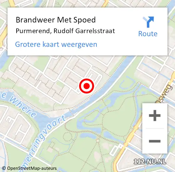 Locatie op kaart van de 112 melding: Brandweer Met Spoed Naar Purmerend, Rudolf Garrelsstraat op 4 februari 2024 19:55