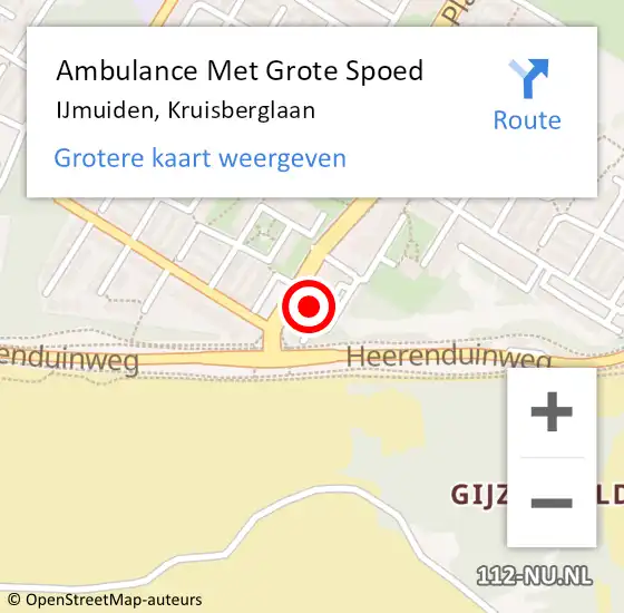 Locatie op kaart van de 112 melding: Ambulance Met Grote Spoed Naar IJmuiden, Kruisberglaan op 4 februari 2024 19:57