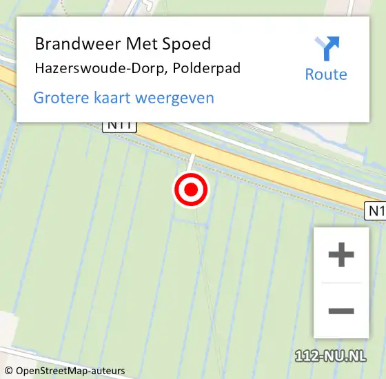 Locatie op kaart van de 112 melding: Brandweer Met Spoed Naar Hazerswoude-Dorp, Polderpad op 4 februari 2024 20:39