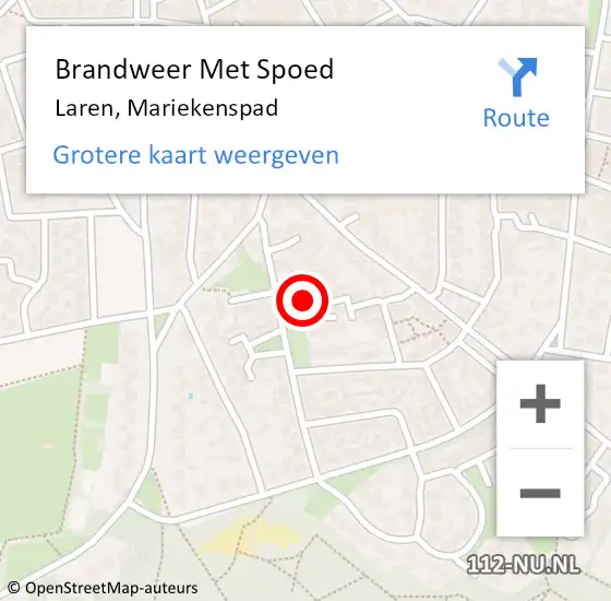 Locatie op kaart van de 112 melding: Brandweer Met Spoed Naar Laren, Mariekenspad op 4 februari 2024 20:40