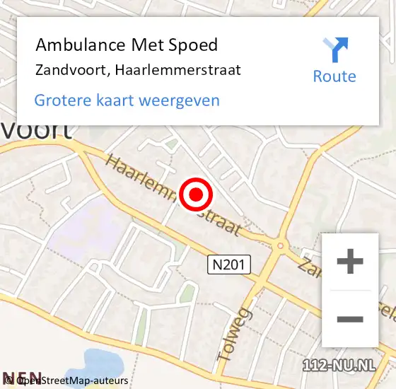 Locatie op kaart van de 112 melding: Ambulance Met Spoed Naar Zandvoort, Haarlemmerstraat op 4 februari 2024 21:52