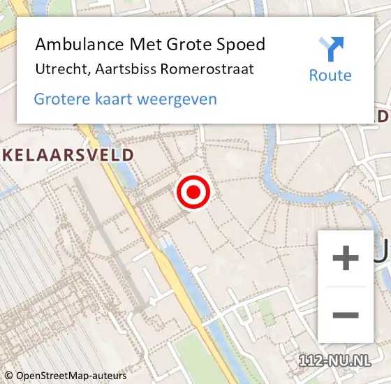 Locatie op kaart van de 112 melding: Ambulance Met Grote Spoed Naar Utrecht, Mr. Sickeszlaan op 24 september 2014 17:12