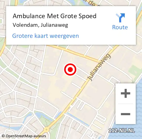 Locatie op kaart van de 112 melding: Ambulance Met Grote Spoed Naar Volendam, Julianaweg op 4 februari 2024 23:23