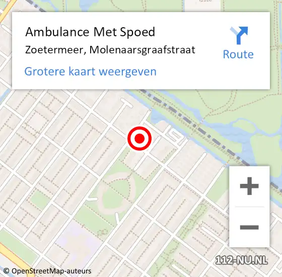 Locatie op kaart van de 112 melding: Ambulance Met Spoed Naar Zoetermeer, Molenaarsgraafstraat op 4 februari 2024 23:24