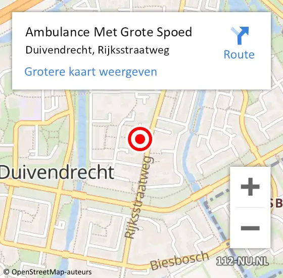 Locatie op kaart van de 112 melding: Ambulance Met Grote Spoed Naar Duivendrecht, Rijksstraatweg op 4 februari 2024 23:36