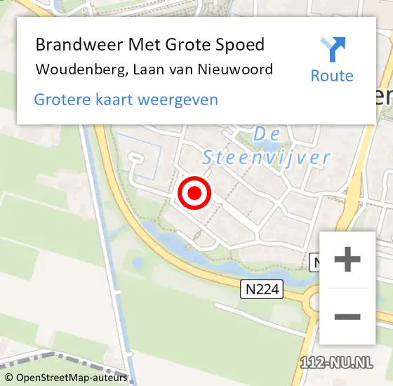 Locatie op kaart van de 112 melding: Brandweer Met Grote Spoed Naar Woudenberg, Laan van Nieuwoord op 5 februari 2024 00:26