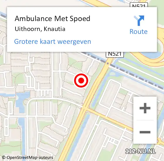Locatie op kaart van de 112 melding: Ambulance Met Spoed Naar Uithoorn, Knautia op 5 februari 2024 00:38