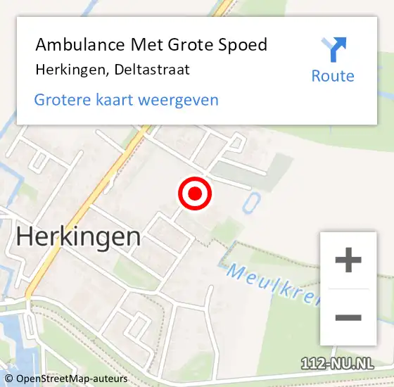 Locatie op kaart van de 112 melding: Ambulance Met Grote Spoed Naar Herkingen, Deltastraat op 5 februari 2024 01:49